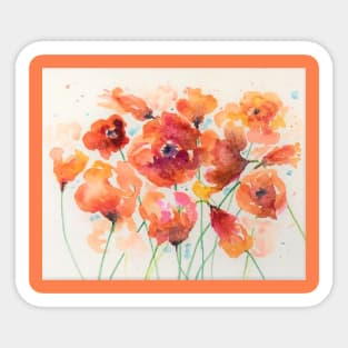 Abstract Loose Watercolor Flowers in Orange Sticker